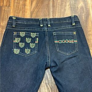 COOGI Women's Dark Blue Jeans with Embroidered Pockets